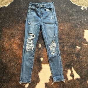American Eagle Outfitters Ripped Blue Skinny Jeans